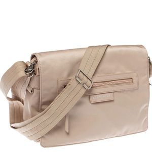 NEW Longchamp Beige Nylon and Leather Messenger Bag